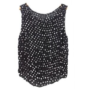 I-N-C International Concepts Black & White Polka Dot 100%‎ Silk Sleeveless Top